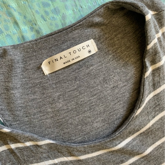 Final Touch Soft Stretchy Gray White Stripe Sleeveless Midi Dress - Size Medium - Picture 5 of 8